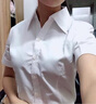 GOSERFONDO 白衬衫女短袖夏新款女装商务衬衣白领职业装团购工作服面试正装V 白色V领平纹 37 /L(100-110斤) 实拍图