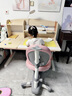 光明园迪（GMYD） 儿童学习桌椅套装可升降学生书桌健康多功能写字桌诚者F120 诚者F120珊瑚粉+A1-2卡其+粉椅套 实拍图