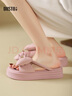 大东沙滩拖鞋女鞋2026夏季新款甜美风中跟平底蝴蝶结舒适凉拖0301 粉色 【4cm厚底甜美拖鞋】 37 实拍图