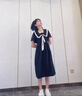 FSHE2025新款小黑裙系带娃娃领连衣裙女学院风裙子温柔法式长裙春夏季 S398_# L _建议100-110斤 实拍图