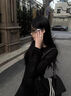 ICH MODE美式长袖T恤女2025新款防晒休闲上衣宽松设计感镂空罩衫男 黑色 L 晒单实拍图