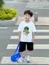 真维斯男童裤子工装裤夏季儿童痞帅套装中大童新款潮流短袖t恤薄款童装 【纯棉短袖+工装裤套装】01 130 【45-56斤】柔软亲肤不起球 实拍图