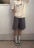 夏季新款运动休闲宽松直筒美式透气五分裤男士潮流百搭篮球短裤 灰色 【K180】 M 实拍图