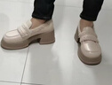 GIOIO玛丽珍鞋女高跟新款秋冬季加绒乐福鞋外穿单鞋厚底小皮鞋女 米色 38 实拍图