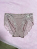 金三塔商场同款女士内裤100%桑蚕丝花边中腰三角裤真丝内裤女 紫灰 1条 M 实拍图