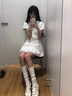 麓格立学院风白色衬衫连衣裙女气质收腰小个子甜美辣妹新款短裙a字裙 白色（配裤）M 实拍图
