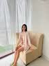 LAUREN VICTORIA真丝睡裙女100%桑蚕丝睡衣女士蕾丝性感睡衣吊带睡裙 杏色【睡裙+睡袍+腰带 胸垫】（礼盒包装） L (建议体重100-115斤) 实拍图