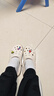 李宁（LI-NING） 袜子运动袜男女短袜中筒袜篮球羽毛球跑步棉质抗菌短袜透气吸汗 【白色】中筒袜三双装 L号 【适合36到42码】 实拍图