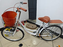 EG7自行车成人女士轻便单车通勤上班变速普通亲子复古男式 尊享【镀锌+编制车筐】单速-白 24英寸【适合:145-165cm】 实拍图