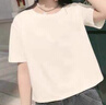 班尼路短袖t恤女装纯棉夏季新款宽松小个子女生上衣服潮流短款半袖打底 杏-纯色 【100%棉】 L 实拍图