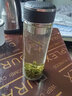 明而雅 单层玻璃杯超大容量男士大号水杯子加厚透明车载泡茶杯定制刻字 单层明莱黑600ml 实拍图