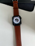 istrap苹果手表表带真皮爱马仕同款牛皮适用apple watch表带S10/9/8/7/6/5/SE男女士iWatch ultra2手表带 浅棕白线丨银色配件 44/45/46MM表盘【适用Wat 实拍图