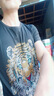 狄帝鲨 欧洲站夏季新款潮流时尚男装烫钻冰丝t恤男印花棉质短袖男士上衣 港湾-D034纯棉【黑色】 M 实拍图