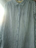 棉质衬衫女文艺通勤风竖条纹纽扣双层棉纱长袖宽松显瘦减龄开衫 灰蓝色 M 实拍图