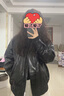 太平鸟女装短外套仿手搓油蜡皮PU皮衣外套女春装宽松夹克 黑色 M 实拍图