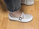 红蜻蜓品牌女鞋软皮软底妈妈鞋女单鞋浅口平底乐福鞋女WTB152452米白40 实拍图