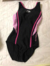 李宁（LI-NING）儿童泳衣女童连体三角泳装速干透气专业训练游泳衣516 黑粉 160  实拍图