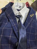 罗蒙儿童西装马甲套装男童主持人礼服英伦风花童钢琴演出服 藏青格140 实拍图