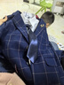 罗蒙儿童西装马甲套装男童主持人礼服英伦风花童钢琴演出服 藏青格140 实拍图