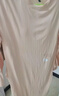 猫人女士睡衣女100%纯棉长袖纯色带胸垫简约宽松睡裙家居服虾粉M 实拍图