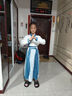 奥蒙威新款古装儿童汉服国学服男女童诗朗诵幼儿国舞台中秋演出服KJ-9 KJ-9湖蓝拼接直袖 140 实拍图