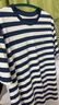 蕉内（Bananain）王一博同款305H纯棉睡衣男女士100%棉情侣家居服短袖短裤套装夏季 【王一博同款】海藻蓝横条纹 XL 实拍图