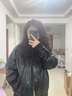 太平鸟女装短外套仿手搓油蜡皮PU皮衣外套女春装宽松夹克 黑色 M 实拍图