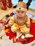 罗蒙周岁礼服抓周服男宝宝女宝百天满月唐装生日演出服金色L 实拍图