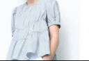 UR夏季新款女装时尚多巴胺娃娃衫短袖罩衫衬衫UWU240062 天蓝 S 实拍图