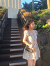 Jret韩版ins减龄条纹方领连衣裙女装夏季2025小众泡泡袖收腰A字短裙 蓝色 L 实拍图