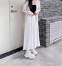 粉媚梦裤子夏季女薄款2025新款冰丝女士裙裤休闲裤宽松阔腿裤九分裤女装 白色松紧腰褶皱半身裙裤 M 【建议120斤以内】 实拍图