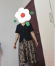 啄木鸟母亲节妈妈装夏装两件套装连衣裙短袖上衣中老年女装半身裙套装 黑色套装 3XL （推荐120-135斤） 实拍图