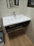 陶松挂墙洗手盆卫生间洗脸盆陶瓷一体阳台洗漱池加厚不锈钢支架洗手盆 B款【81*48】 套餐3：冷热全套+方镜 实拍图