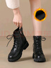ZHR马丁靴女秋冬复古英伦靴子女时尚百搭加绒短靴女 ES08A 黑色 40 实拍图