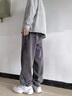 衣然呈品烟灰色牛仔裤男士秋冬新款宽松直筒裤子男美式高街潮牌百搭休闲裤 灰色【A款】 M  95-120斤 实拍图