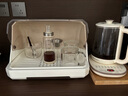 沃德百惠（WORTHBUY）带翻盖防尘沥水杯架收纳盒茶杯架杯子置物架碗碟架碗筷水杯收纳架 特大号特加厚-咖白【带沥水盘】 实拍图