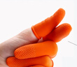 百舸 乳胶手指套 加厚防滑止滑乳胶麻点指套 劳保点钞乳胶无尘耐磨指套 橙色100个L码 CW274088 实拍图