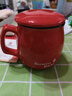 贝瑟斯 马克杯水杯陶瓷杯 创意带盖带勺咖啡杯早餐杯办公室喝水杯 红色 实拍图