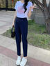 欧丝卡（OSILKA）夏季新款冰丝九分裤女薄款哈伦裤女休闲裤宽松小个子显瘦垂感裤子 宝蓝薄款-九分裤 M 建议95-105斤 实拍图