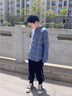 G.DUCKKIDS童装男童衬衫春秋款儿童衬衣长袖棉2023新款中大童格子休闲外套 蓝色 150 (建议身高140cm 12-13岁)cm 实拍图