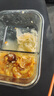 欣美雅（xinmeiya）可微波炉加热玻璃饭盒上班带饭专用保鲜碗保温便当盒学生餐盒 【岩蓝】长两隔 1020ml 实拍图