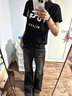 OEMG 美式链条印花泼墨直筒牛仔裤男士春夏季宽松百搭显瘦潮流长裤子 浅蓝色  【高品质】 2XL [建议130-150斤] 实拍图