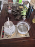 新飞（Frestec） 底部全自动上水电热水壶玻璃保温功夫泡茶桌茶台烧水壶一体桌烧水器茶具电磁炉套装 37x20尺寸（金色消毒款） 1L 实拍图