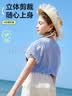 ASK JUNIOR女童短袖T恤夏装儿童泡泡袖立体蝴蝶结休闲打底衫上衣 蓝色 130 实拍图