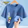 史努比儿童纯棉短袖t恤2026新款时尚男女童夏季上衣中大童夏装 跳跃努比天蓝 140 实拍图