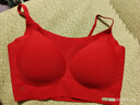 氧心（YANGXIN）果冻胶无尺码背心式睡眠文胸女士内衣女轻薄无痕无钢圈聚拢胸罩 高级黑+海棠红（吊带款） 均码 （A-C/90-140斤） 实拍图