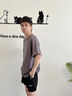 雅鹿短袖t恤男纯棉春夏重磅半袖打底衫宽松大码休闲青少年印花男士t恤 雾霾蓝钓鱼白SMILE蓝 XL （重140-150斤高170-175） 实拍图