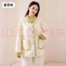 婧麒（JOYNCLEON）空气棉月子服孕妇睡衣秋冬款产后保暖哺乳喂奶待产家居服套装 春芽绿【面料升级款】适合0~25° L 实拍图