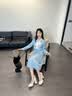 香影蓝色小香风套装裙女2026秋季新款千金感赫本风法式裙子两件套 蓝色 S 实拍图