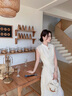 艾珠儿（Aizhuer）新中式连衣裙夏季新款气质绝美独特别致盘扣斜襟国风旗袍显瘦裙子 白杏色 M 实拍图